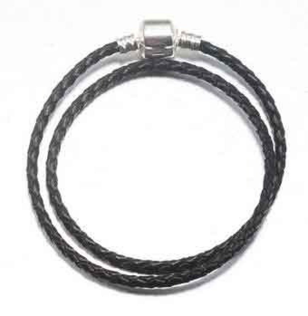Europeiskt 2-svängigt flätad armband Clip Uni 01 20cm Svart