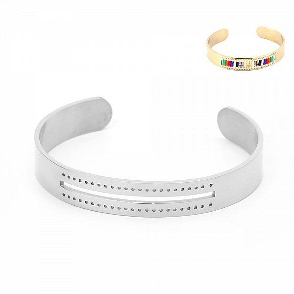 Rostfritt st&aring;l 10 mm halv&ouml;ppet armband N&deg;07