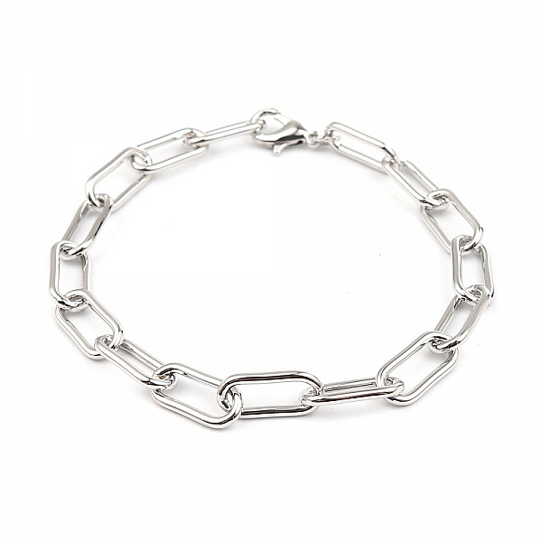 Bracelet maille ovale plaqu&eacute; platine 22 cm N&deg;01