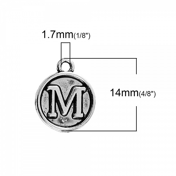 Breloque Alphabet M&eacute;daille 02 Lettre M