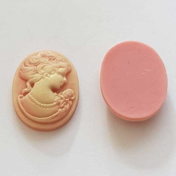 Breloque Cam&eacute;e femme N&deg;05 Rose 02 ovale en r&eacute;sine