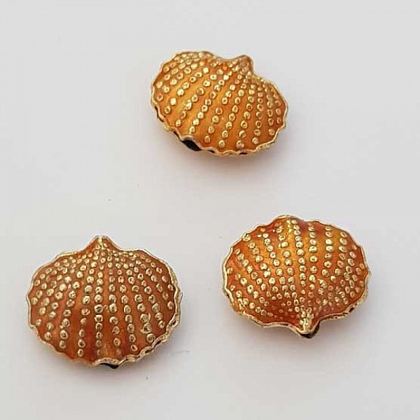 Breloque Coquille Saint Jacques Orange Dor&eacute;