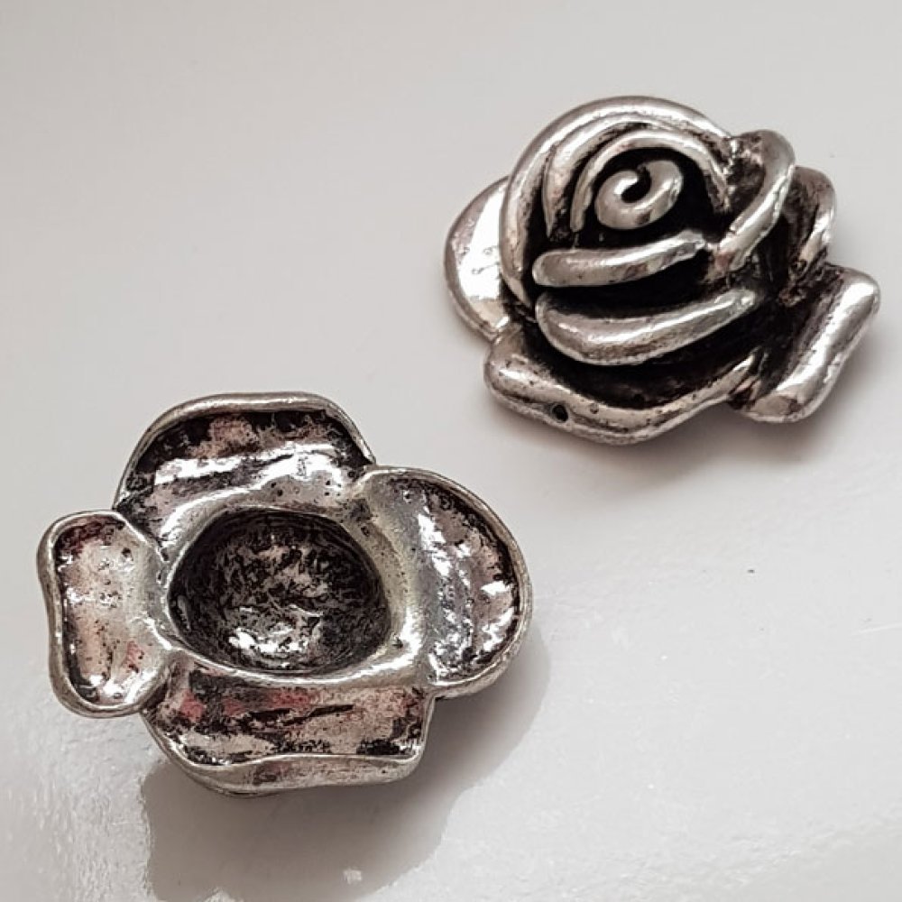 Charm blomma metall N°018 silver