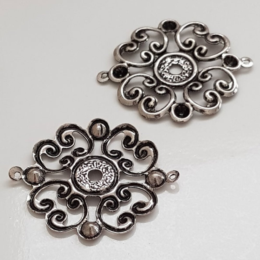 Charm blomma metall N°019 silver