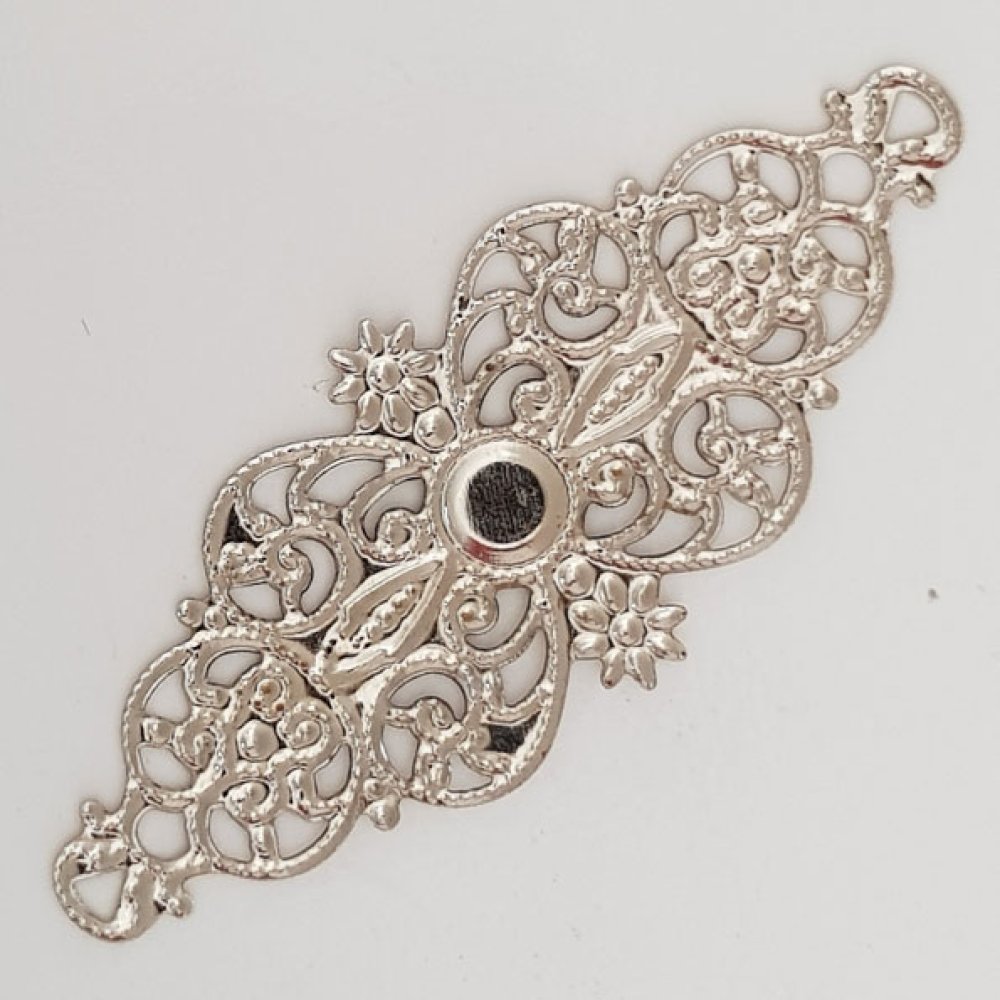 Flower Charm Metal N°098 Silver gravyr