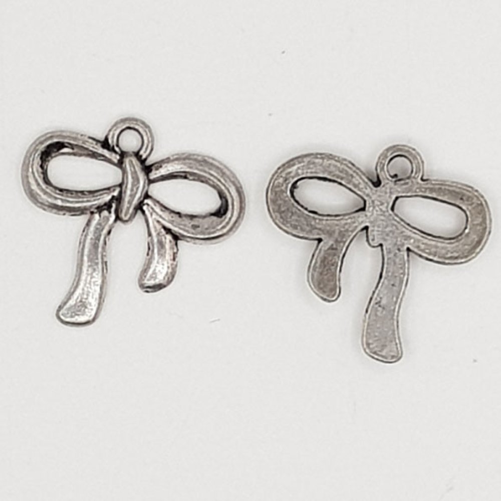Silver Bow Tie Charm No. 09 Metal Bow Tie Charm