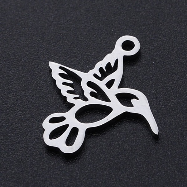 Breloque Oiseau Mouche Ajour&eacute; acier Inoxydable Argent