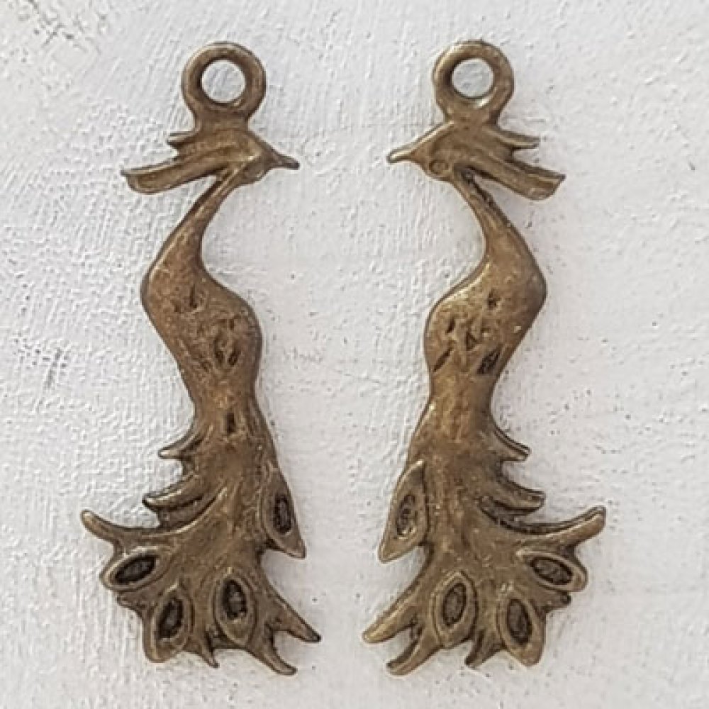 Påfågel charm i brons Metal-03 Påfågel hänge 