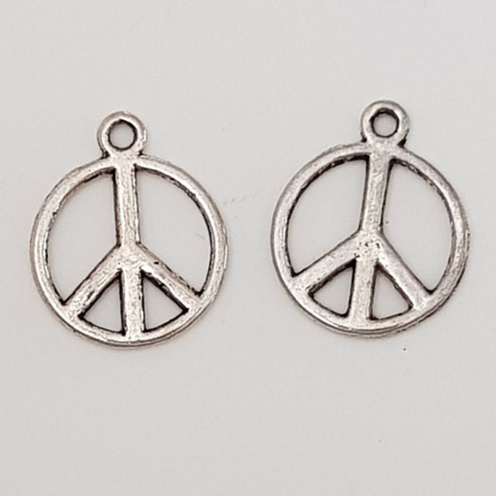 Peace &amp; Love Charm N°04 Silver x 10 stycken