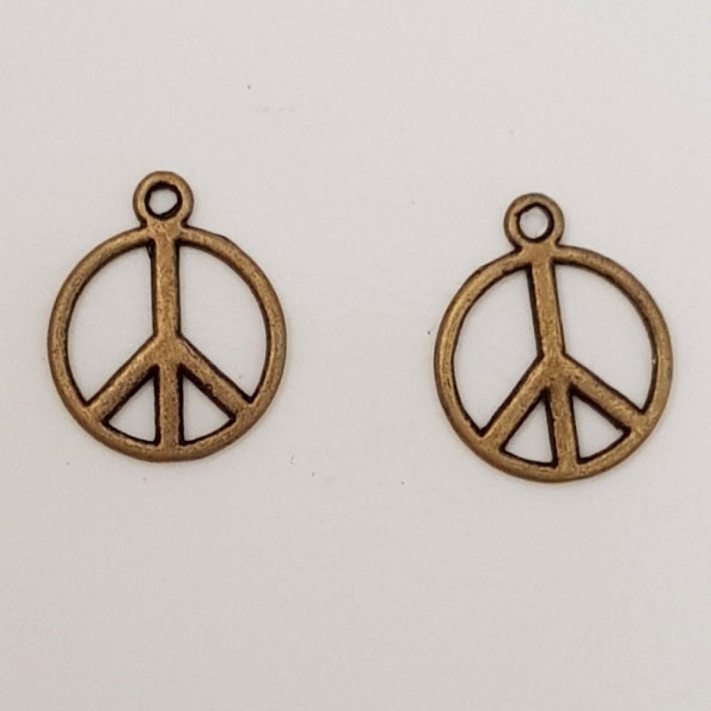 Peace &amp; Love Charm N°07 Brons x 10 stycken.
