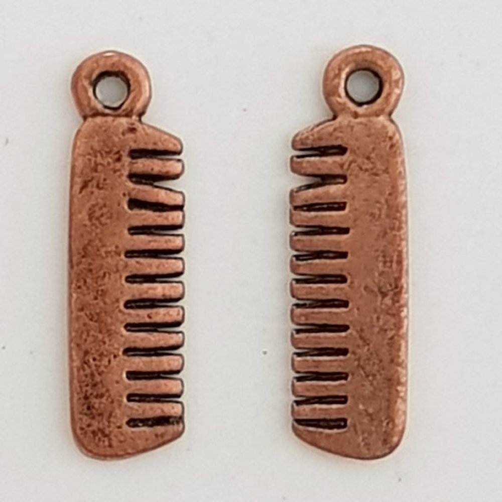 Hårkam charm koppar