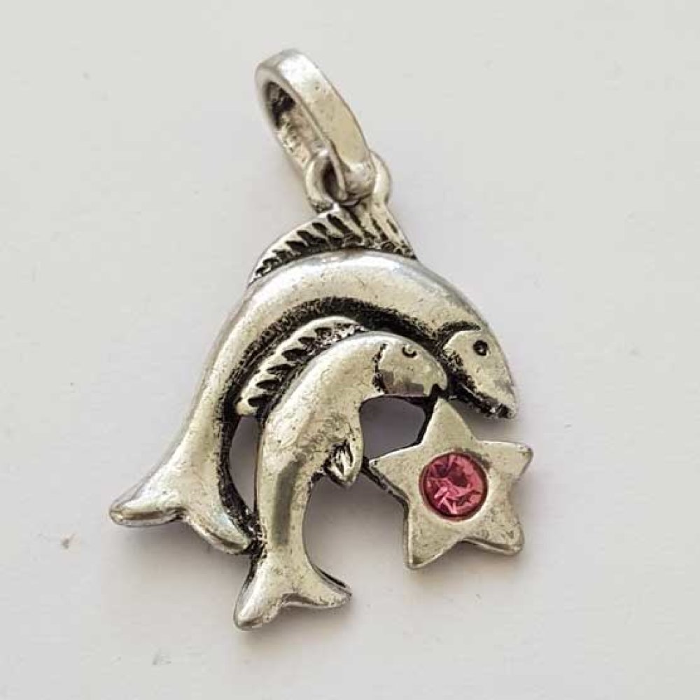 Stjärntecken Fiskarna Charm Silver Metal N°03 med strass