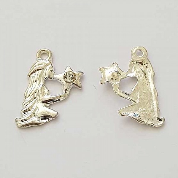 Jungfrun stj&auml;rntecken charm silver metall N&deg;04 med strass