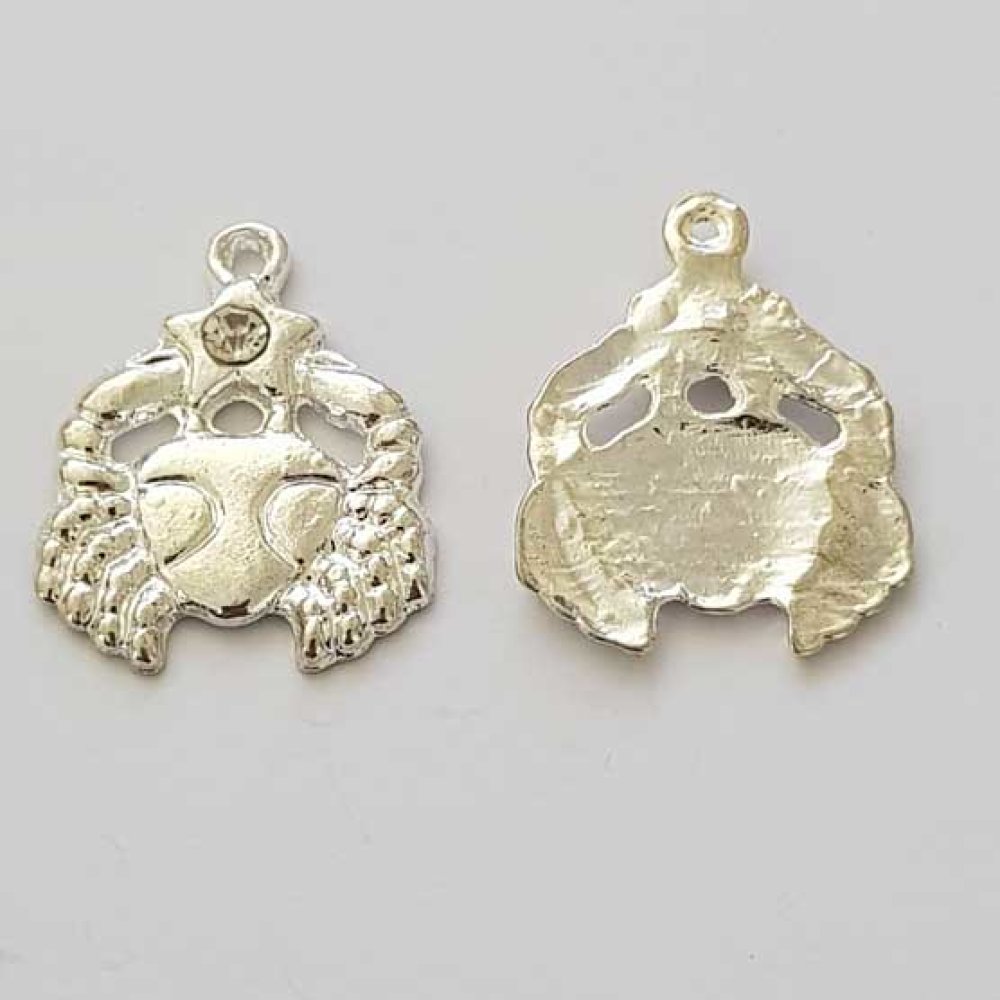 Stjärntecken charm Cancer Silver Metal N°04 med strass