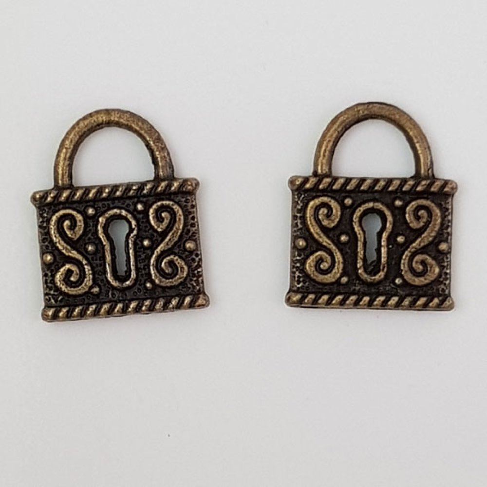 Charm hänglås lås N°01 Brons