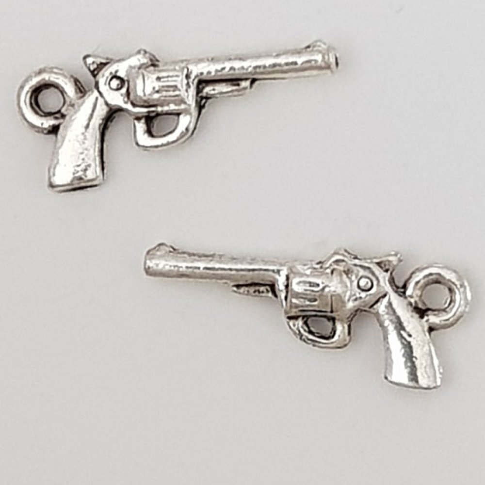 Charm revolver pistol N°01 Silver x 20 stycken