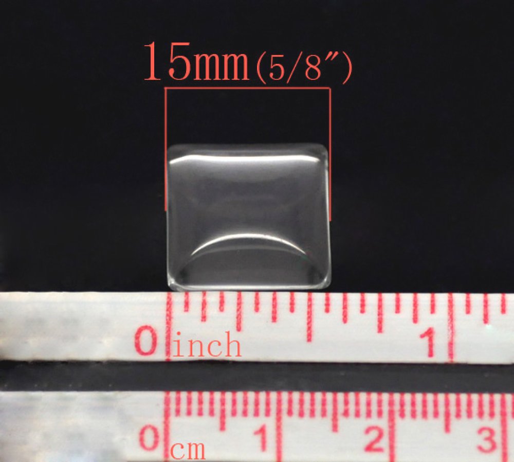 Cabochon Square 15 x 15 mm i klart glas N°26