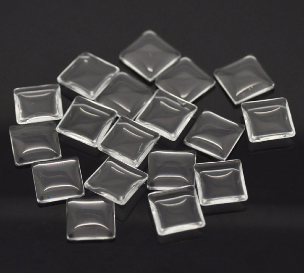 Cabochon Square 15 x 15 mm i klart glas N°26