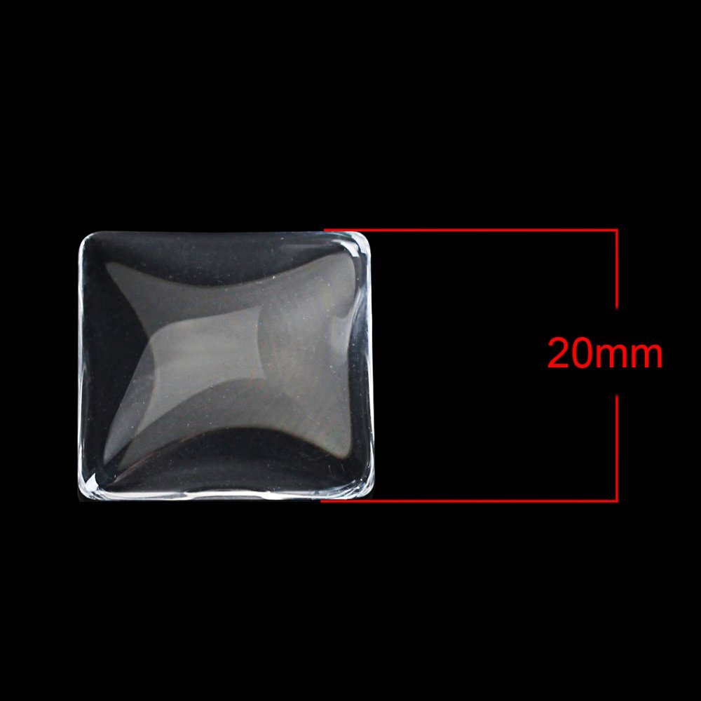Cabochon Square 20 x 20 mm i klart glas N°27