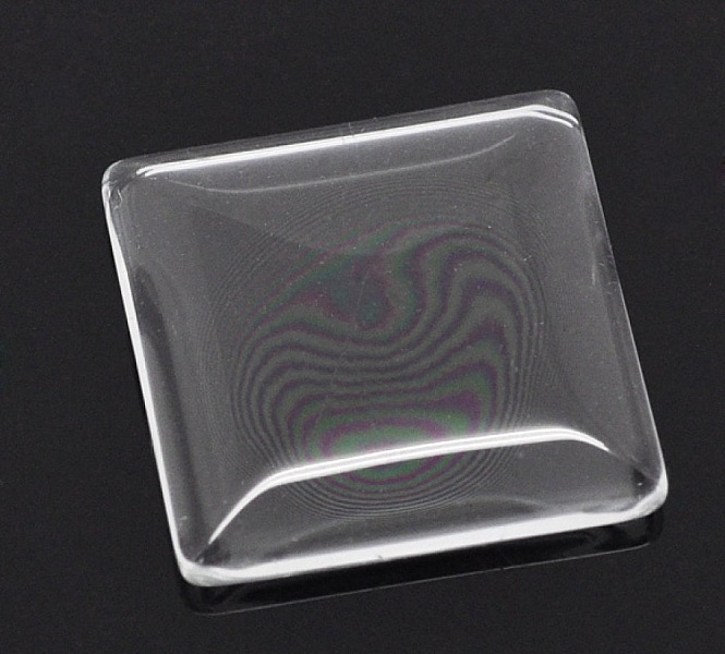 Cabochon Square 25 x 25 mm i klart glas N&deg;28