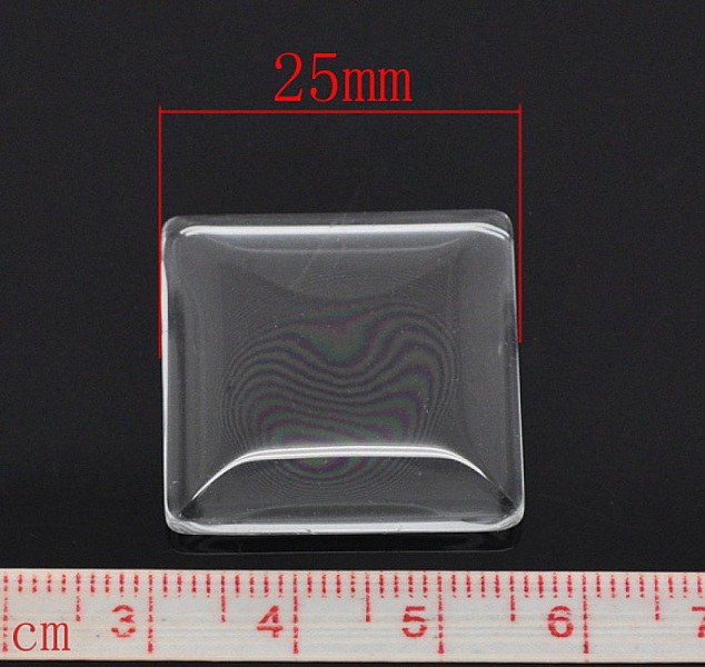 Cabochon Square 25 x 25 mm i klart glas N&deg;28