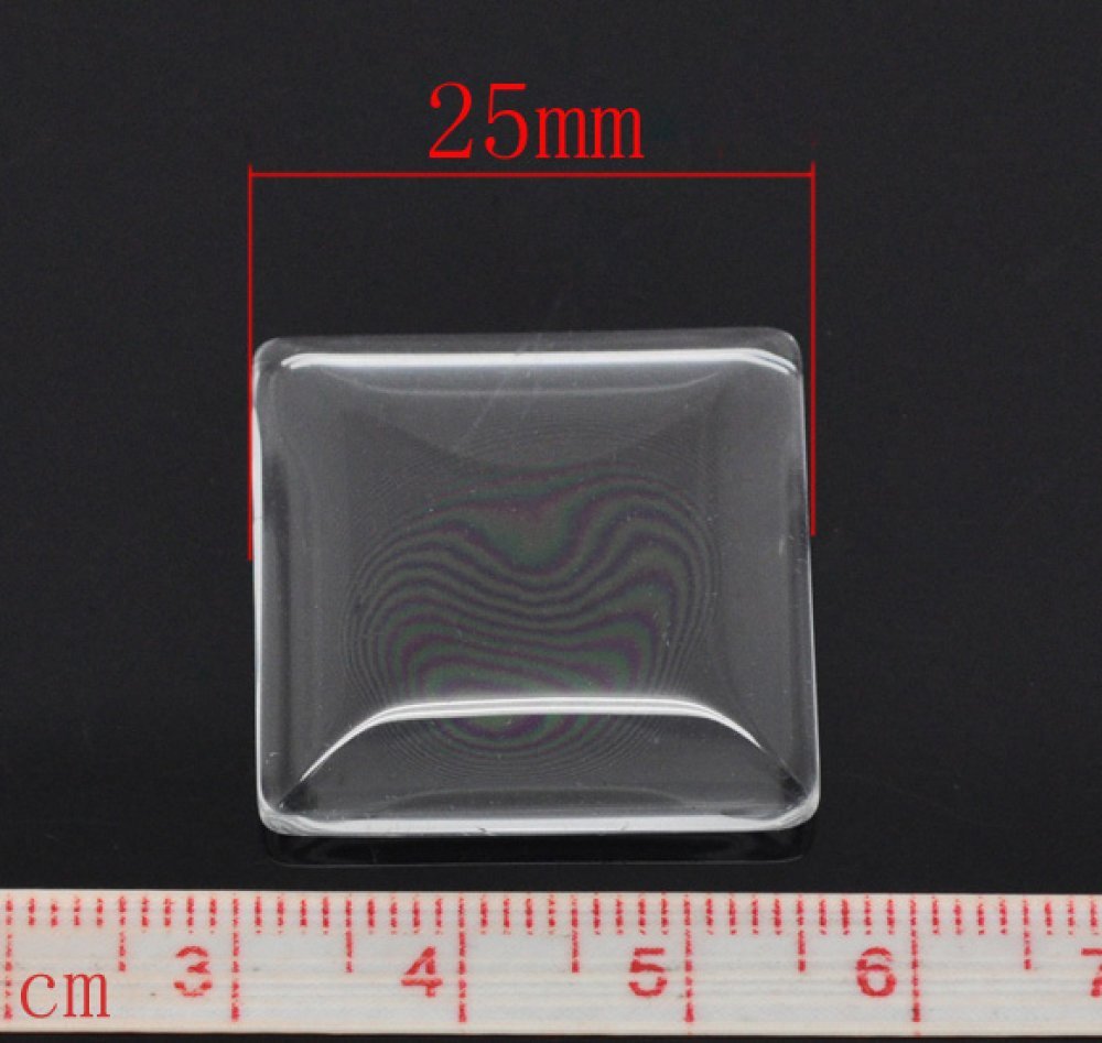 Cabochon Square 25 x 25 mm i klart glas N°28