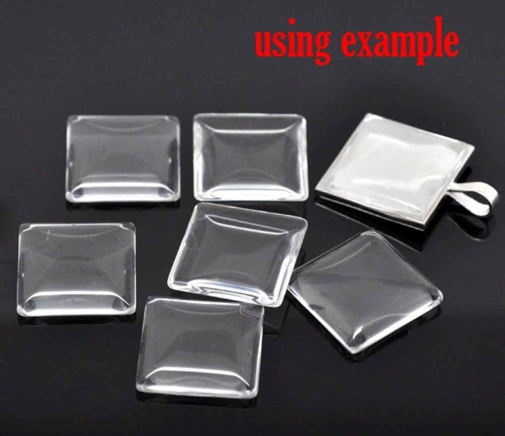 Cabochon Square 25 x 25 mm i klart glas N°28