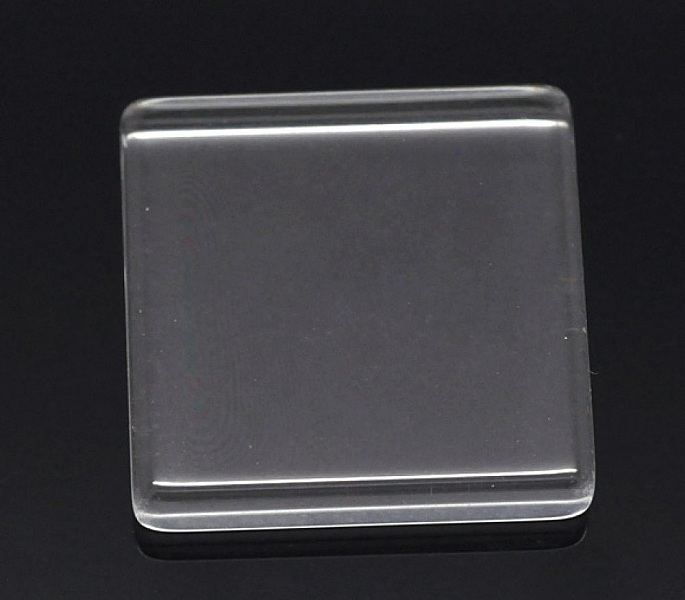 Cabochon Square 25 x 25 mm i transparent kakelglas N&deg;29