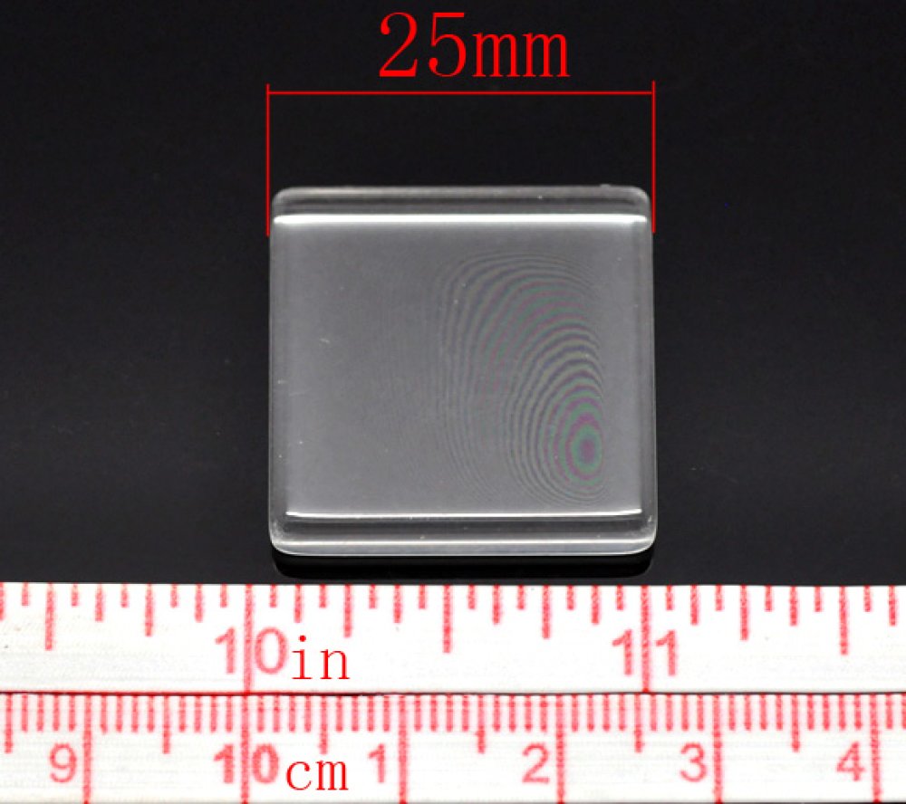 Cabochon Square 25 x 25 mm i transparent kakelglas N°29
