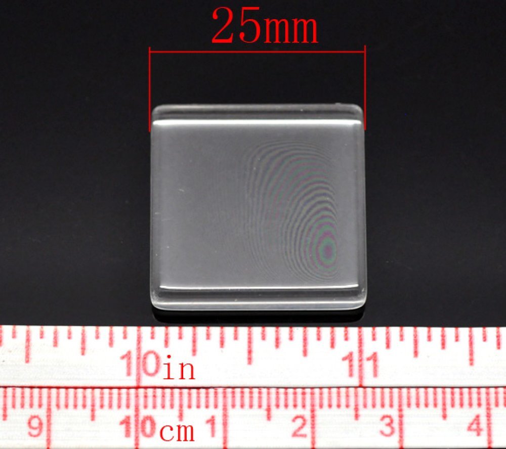 Cabochon Square 25 x 25 mm i transparent kakelglas N°29