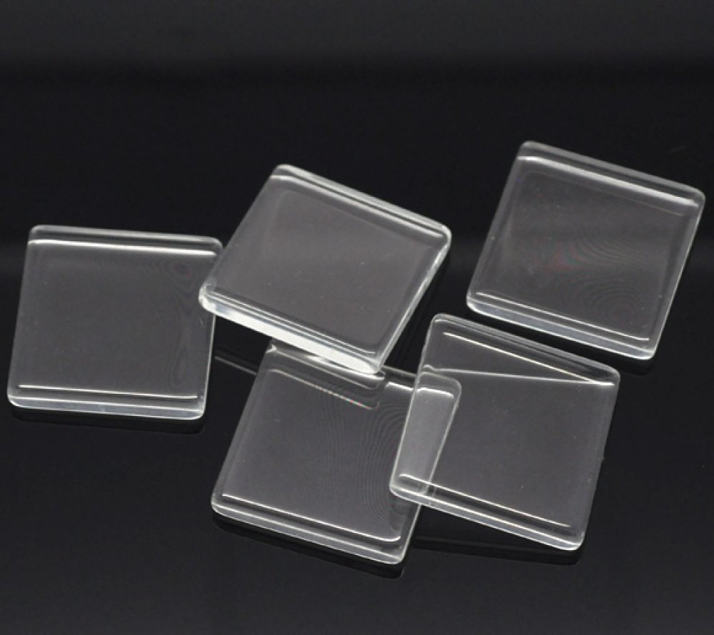Cabochon Square 25 x 25 mm i transparent kakelglas N°29