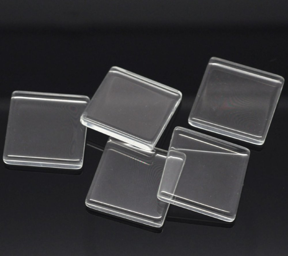 Cabochon Square 25 x 25 mm i transparent kakelglas N°29