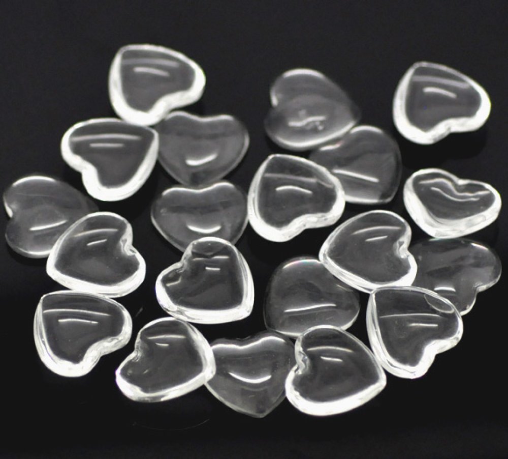 Cabochon Heart 14 x 15 mm i klart glas N°22