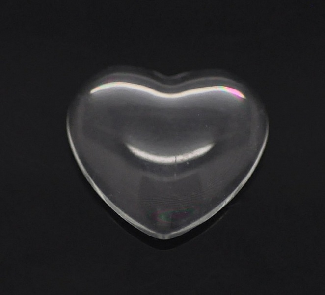 Cabochon Heart 14 x 15 mm i klart glas N&deg;22