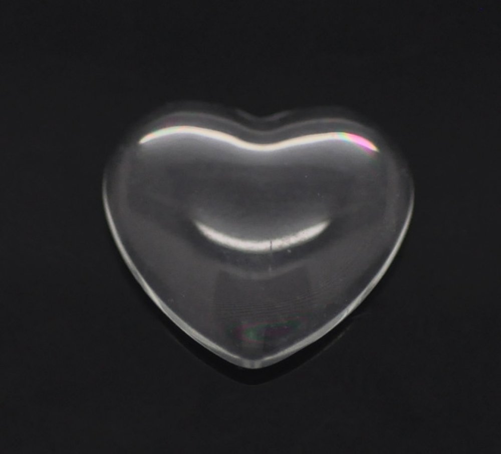 Cabochon Heart 14 x 15 mm i klart glas N°22