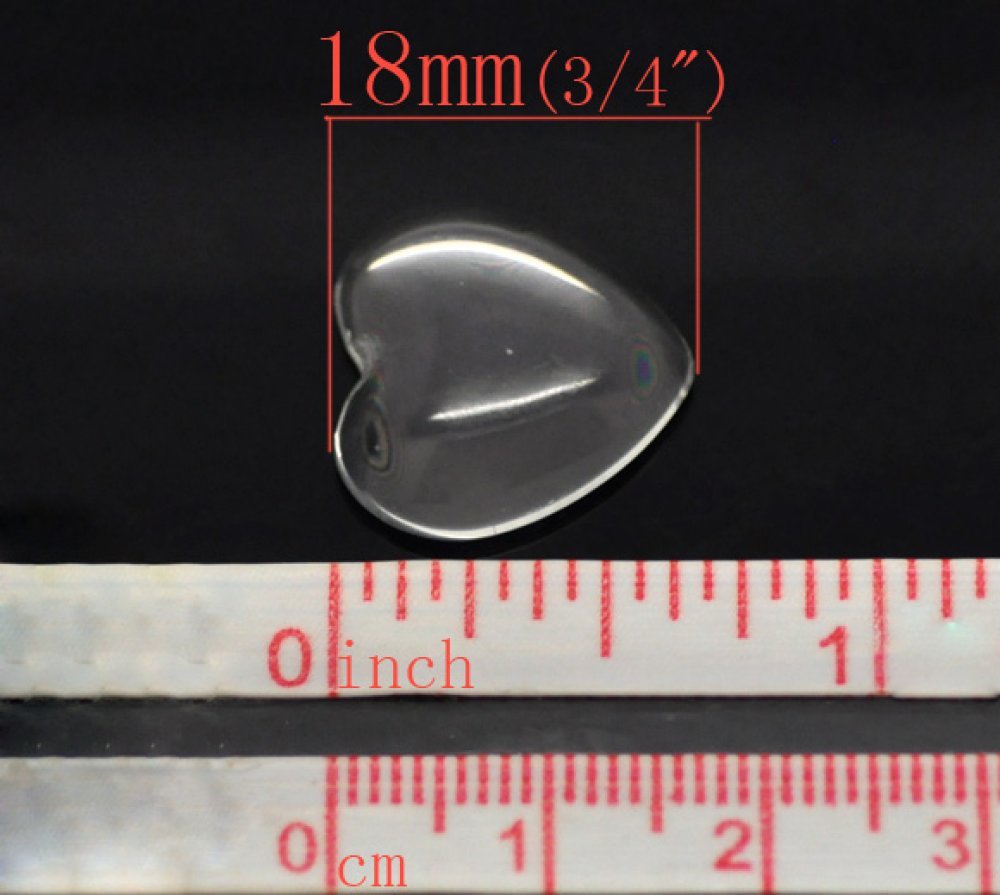 Cabochon Heart 17 x 18 mm i klart glas N°23