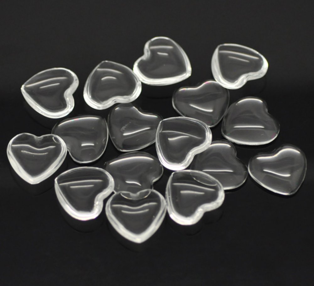 Cabochon Heart 17 x 18 mm i klart glas N°23