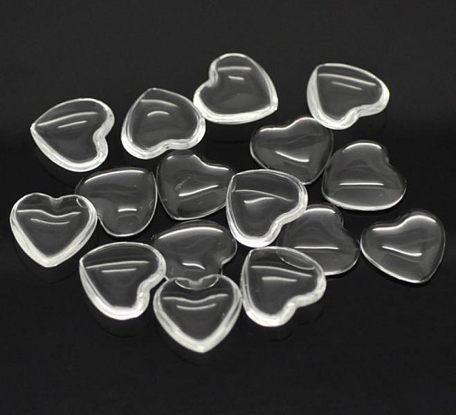 Cabochon Heart 17 x 18 mm i klart glas N&deg;23