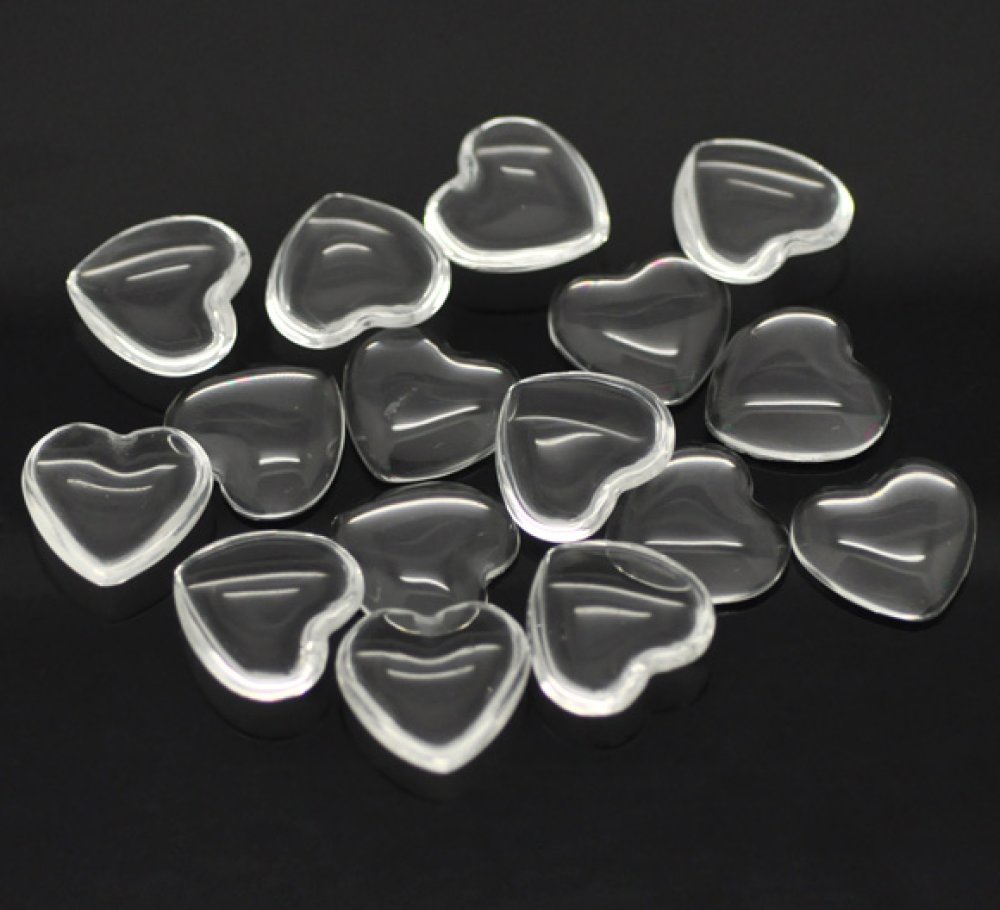 Cabochon Heart 17 x 18 mm i klart glas N°23