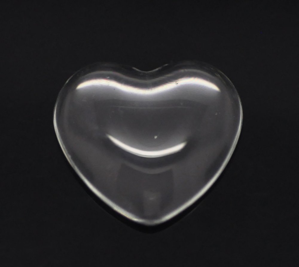 Cabochon Heart 17 x 18 mm i klart glas N°23