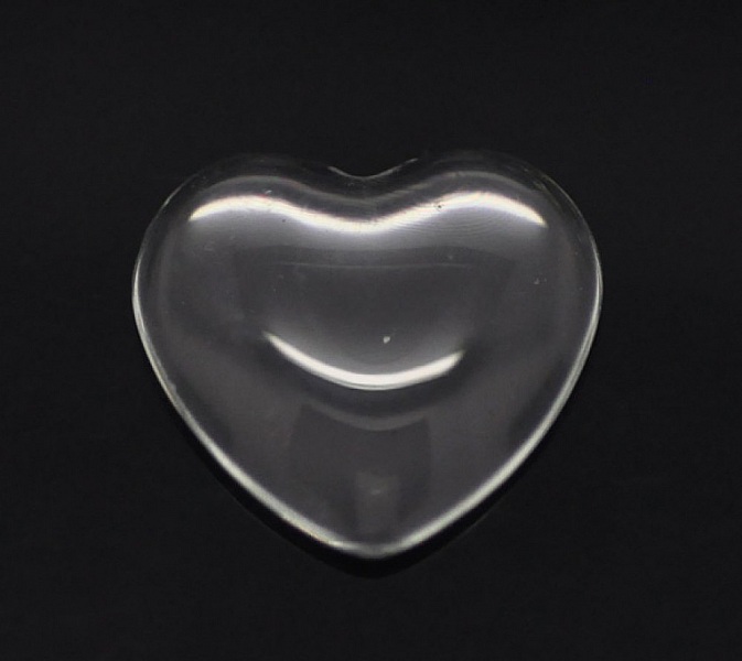 Cabochon Heart 17 x 18 mm i klart glas N&deg;23
