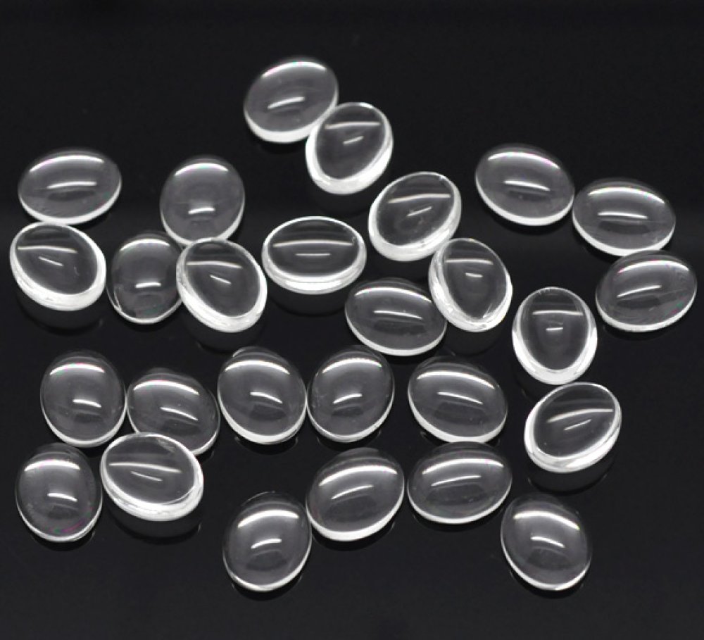 Cabochon Oval 08 x 10 mm i klart glas N°15 per 2 st.