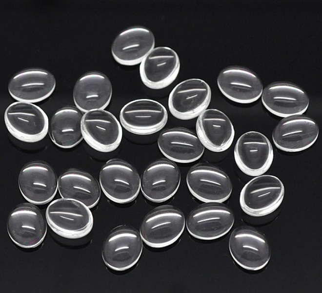 Cabochon Oval 08 x 10 mm i klart glas N&deg;15 per 2 st.