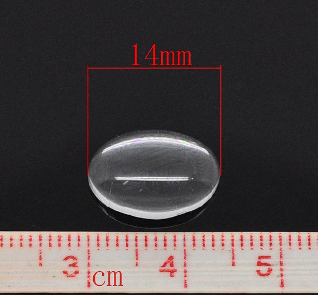 Oval Cabochon 10 x 14 mm x 2 stycken i klart glas N&deg;16