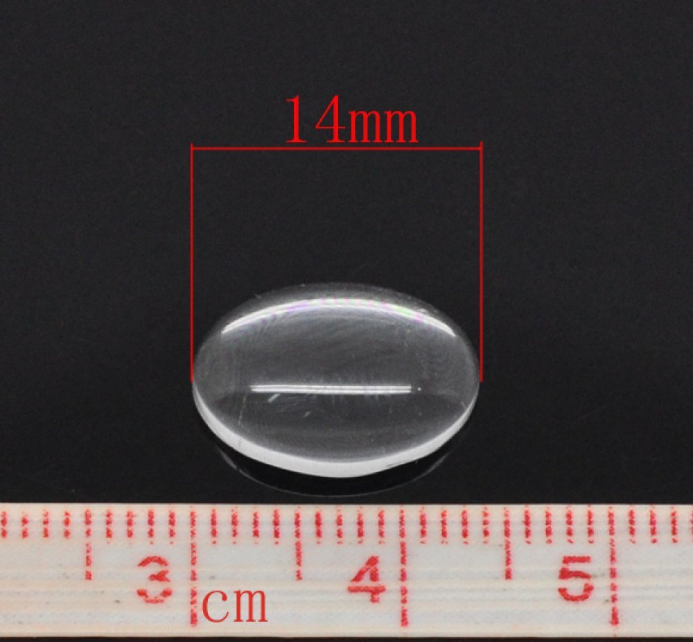 Oval Cabochon 10 x 14 mm x 2 stycken i klart glas N°16
