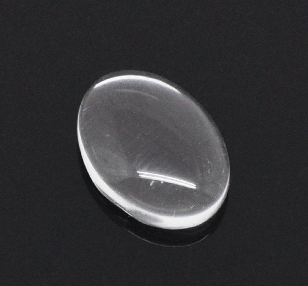 Oval Cabochon 10 x 14 mm x 2 stycken i klart glas N°16