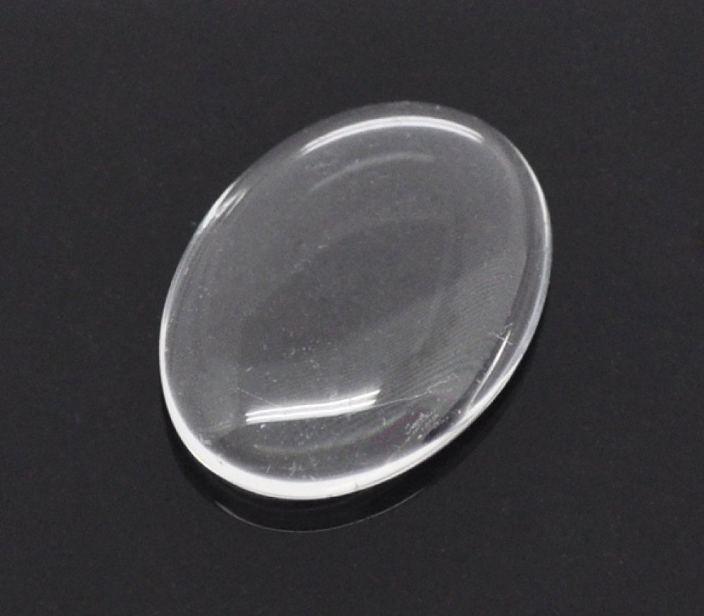 Cabochon Oval 13 x 18 mm x 2 stycken i klart glas N°17