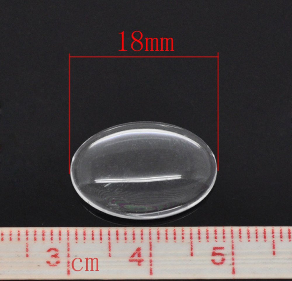Cabochon Oval 13 x 18 mm x 2 stycken i klart glas N°17
