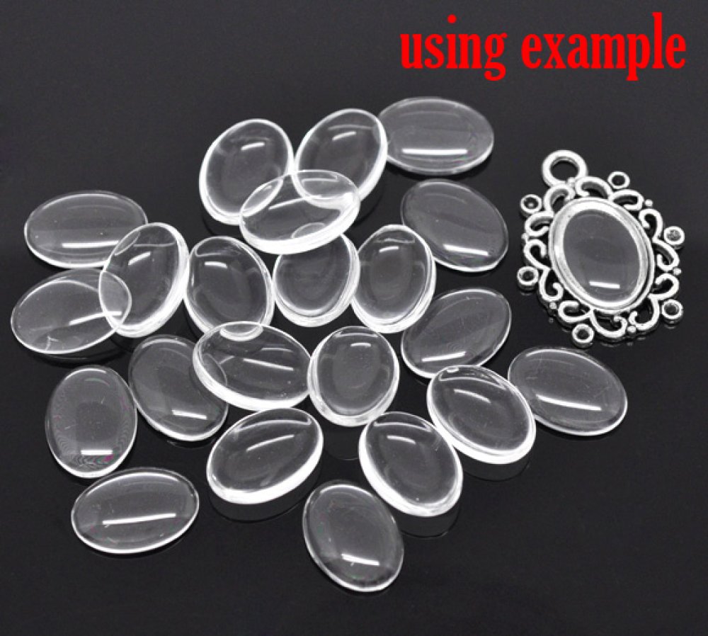 Cabochon Oval 13 x 18 mm x 2 stycken i klart glas N°17