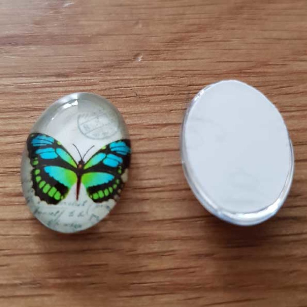 Cabochon oval 13 x 18 mm fjäril N°02